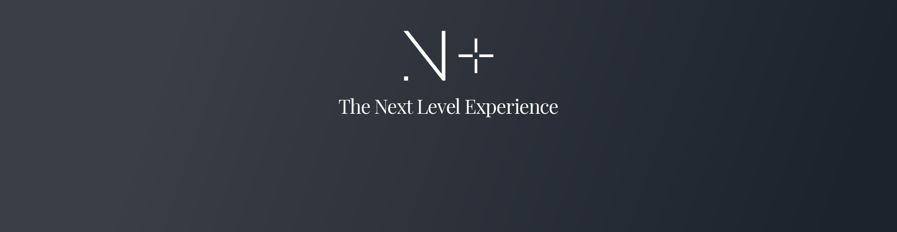 Logo and tagline 'N+' on a dark background