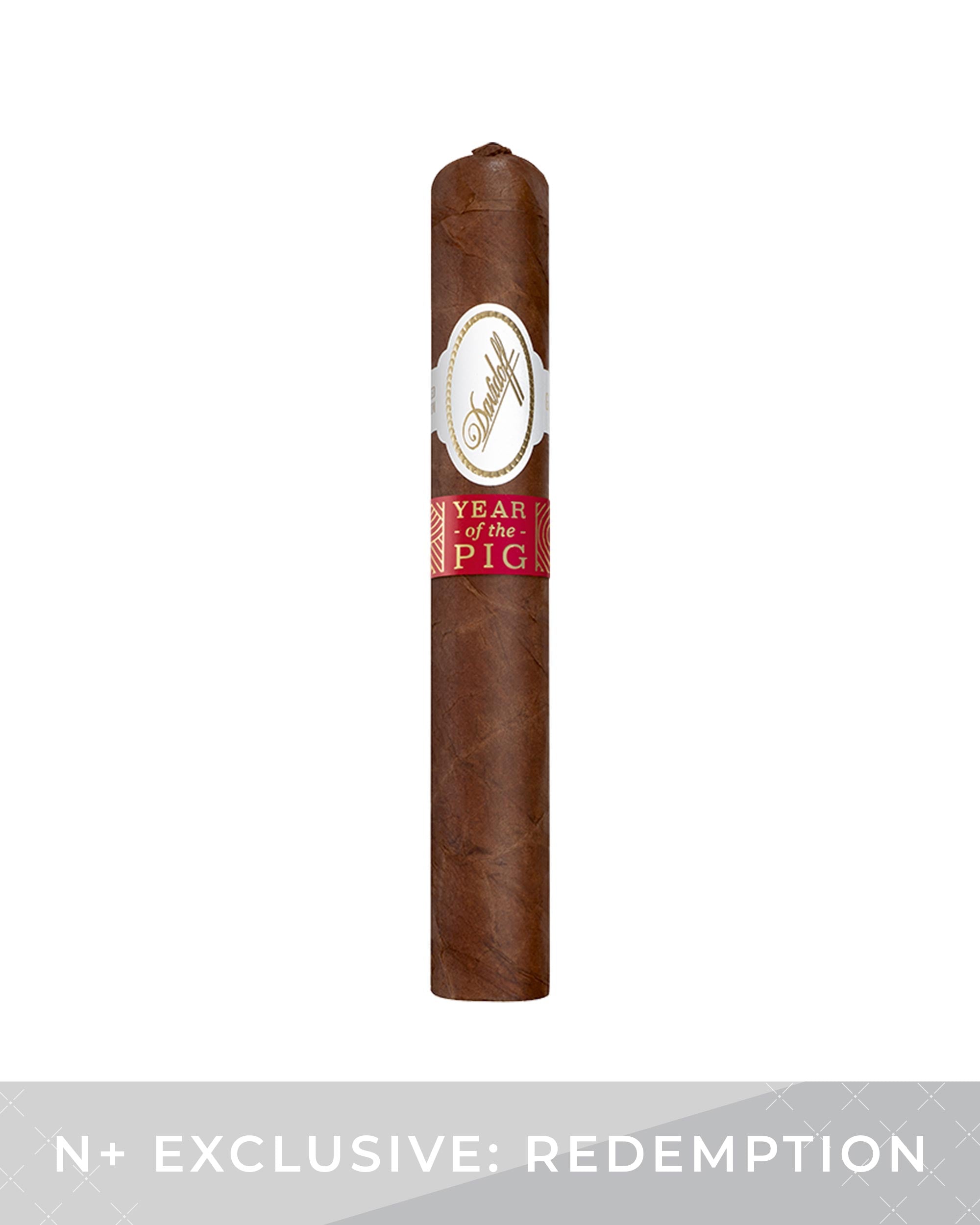 Cigar with a label on a white background