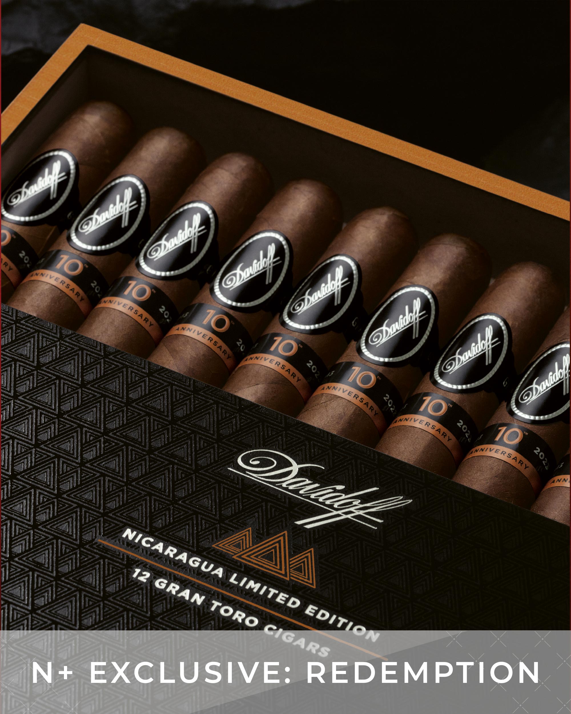 Box of Davidoff cigars with a close-up view, featuring the brand logo.