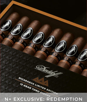 Box of Davidoff cigars with a close-up view, featuring the brand logo.