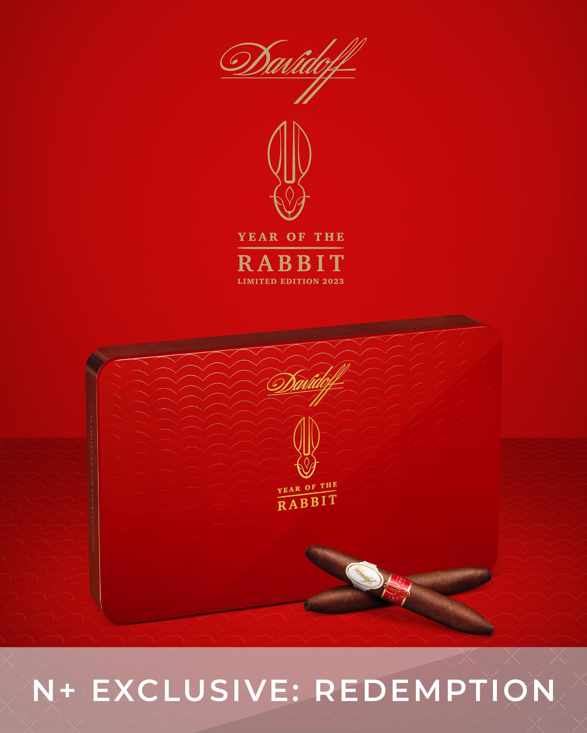 Davidoff Year of the Rabbit limited edition cigar packaging on a red background