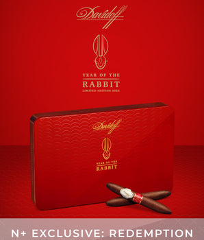 Davidoff Year of the Rabbit limited edition cigar packaging on a red background