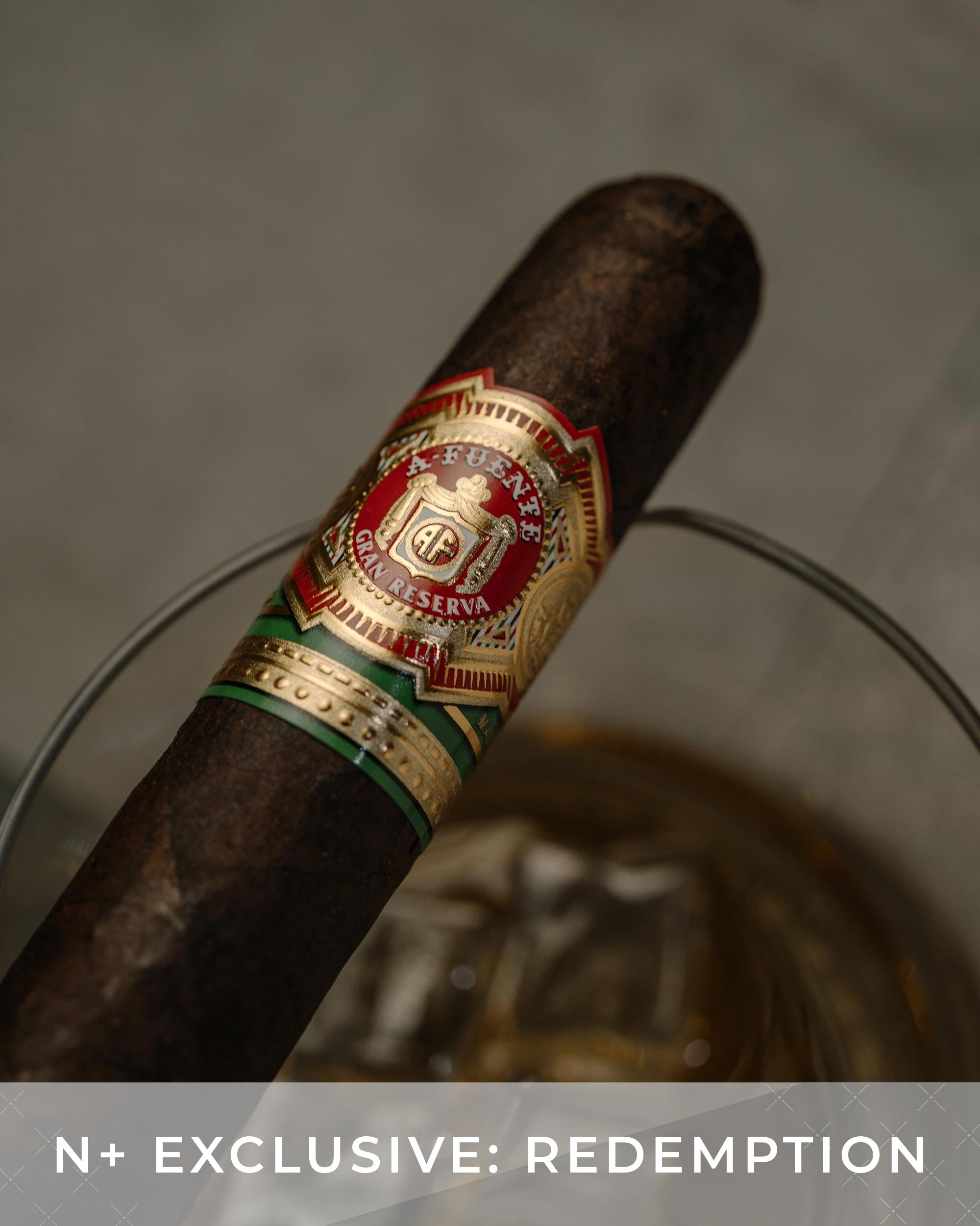 Cigar with a prominent label on a blurred background