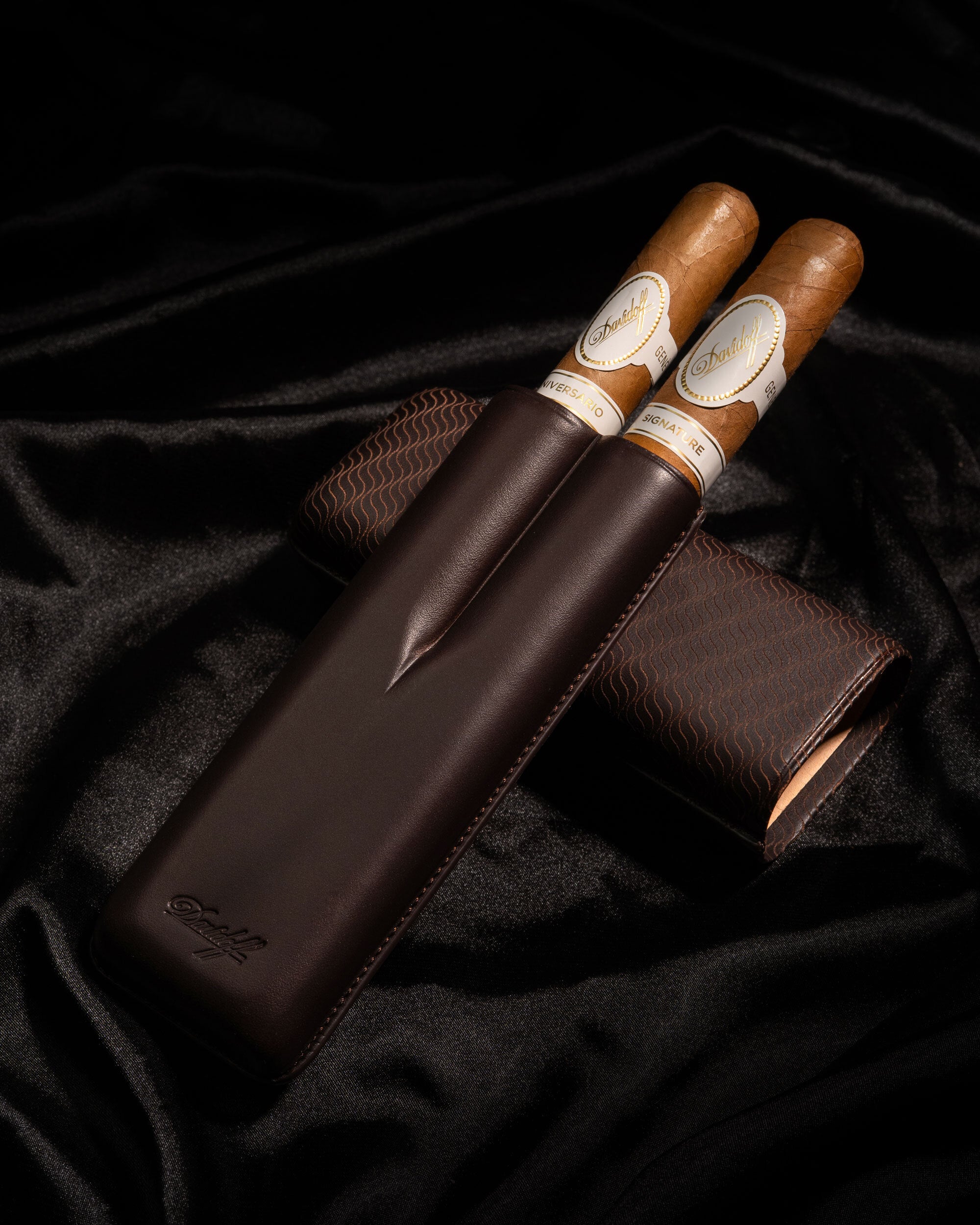 Davidoff Cigar Case Enjoyment (XL-2 / Brown Leather) + 2 Cigars