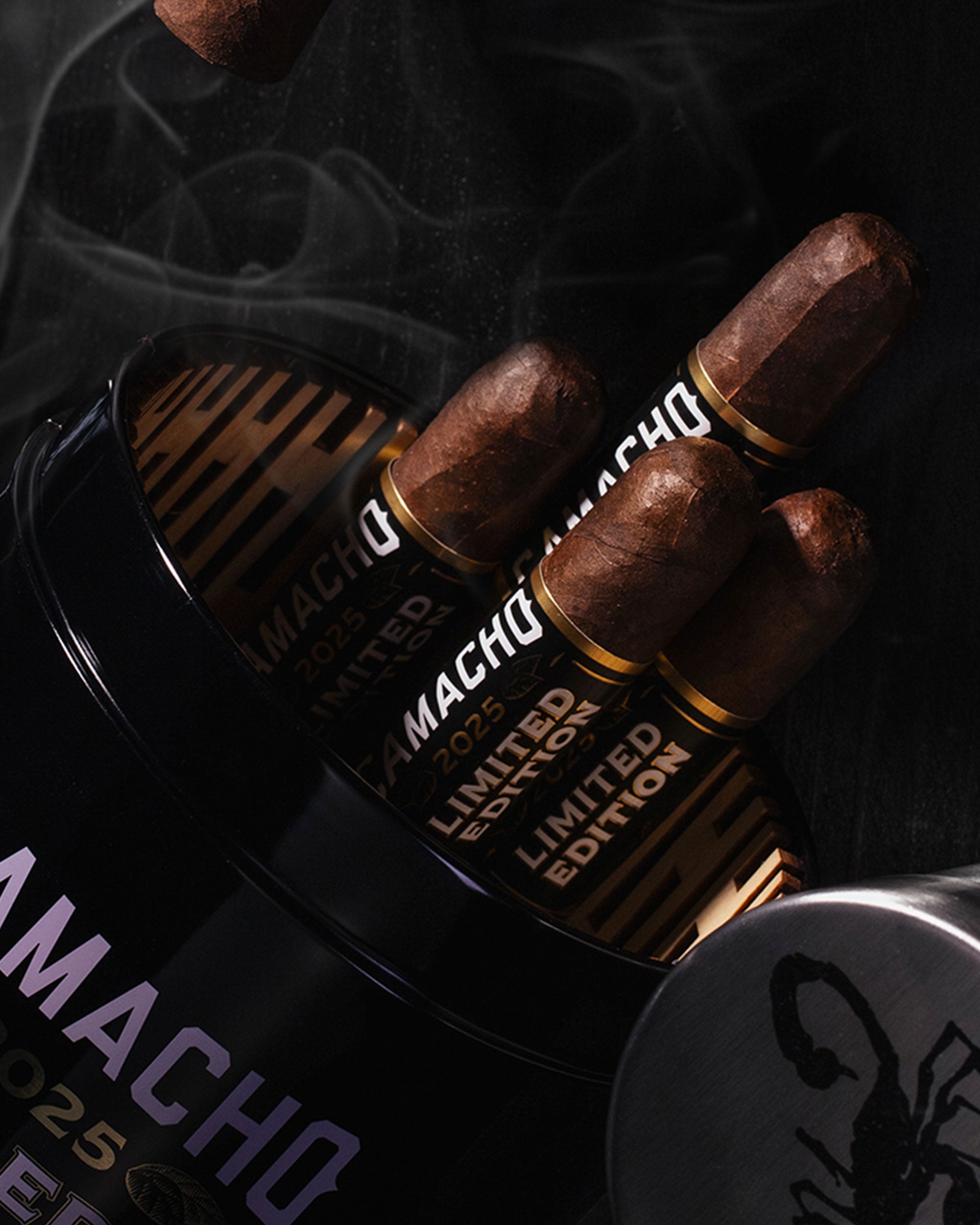 Amacho cigars with a black background
