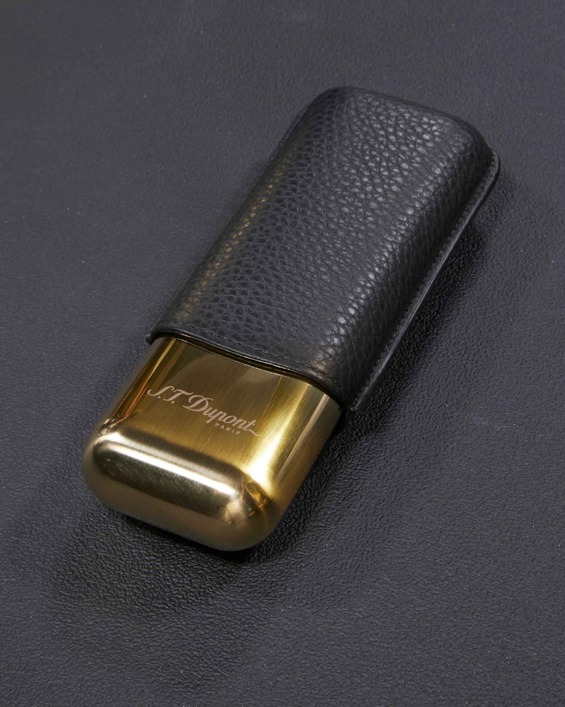 S.T. Dupont Metal Base Double Cigar Case (Gold)