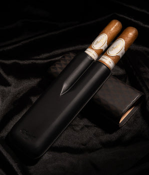 Davidoff Cigar Case Curing (XL-2 / Black Leather) + 2 Cigars