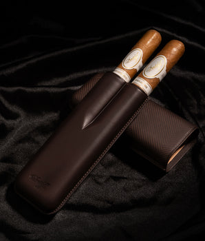 Davidoff Cigar Case Leaf (XL-2 / Brown Leather) + 2 Cigars