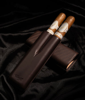 Davidoff Cigar Case Enjoyment (XL-2 / Brown Leather) + 2 Cigars