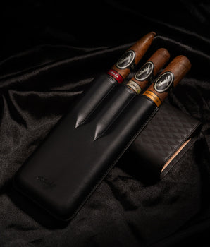 Davidoff Cigar Case Curing (XL-3 / Black Leather) + 3 Cigars