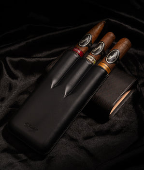 Davidoff Cigar Case Enjoyment (XL-3 / Black Leather) + 3 Cigars