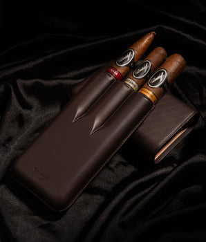 Davidoff Cigar Case Enjoyment (XL-3 / Brown Leather) + 3 Cigars
