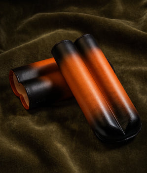 Elie Bleu Patina Leather Double Cigar Case – Honey