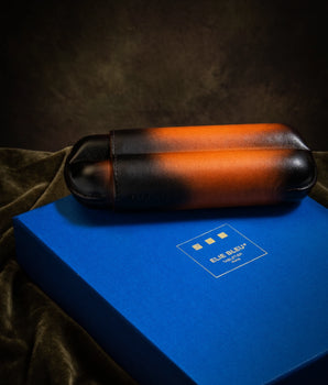 Elie Bleu Patina Leather Double Cigar Case – Honey