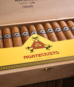 Montecristo cigars in a wooden box with yellow band