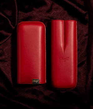 다비도프 아이코닉 시가 케이스 (XL-2/빨간색가죽 - 골드) + 시가 2개