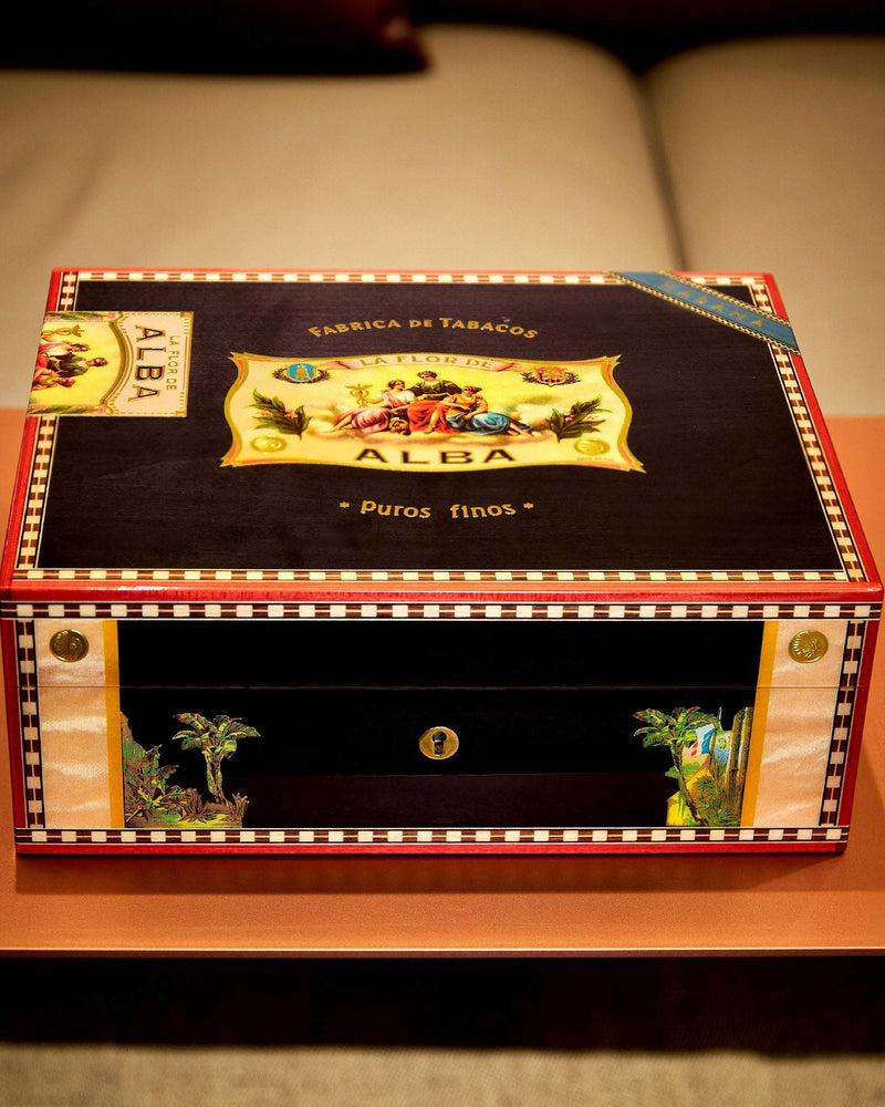 Elie Bleu "Flor de Alba" Black Sycamore Humidor (75 Cigars)