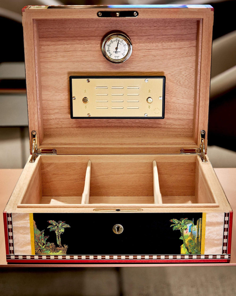 Elie Bleu "Flor de Alba" Black Sycamore Humidor (75 Cigars)