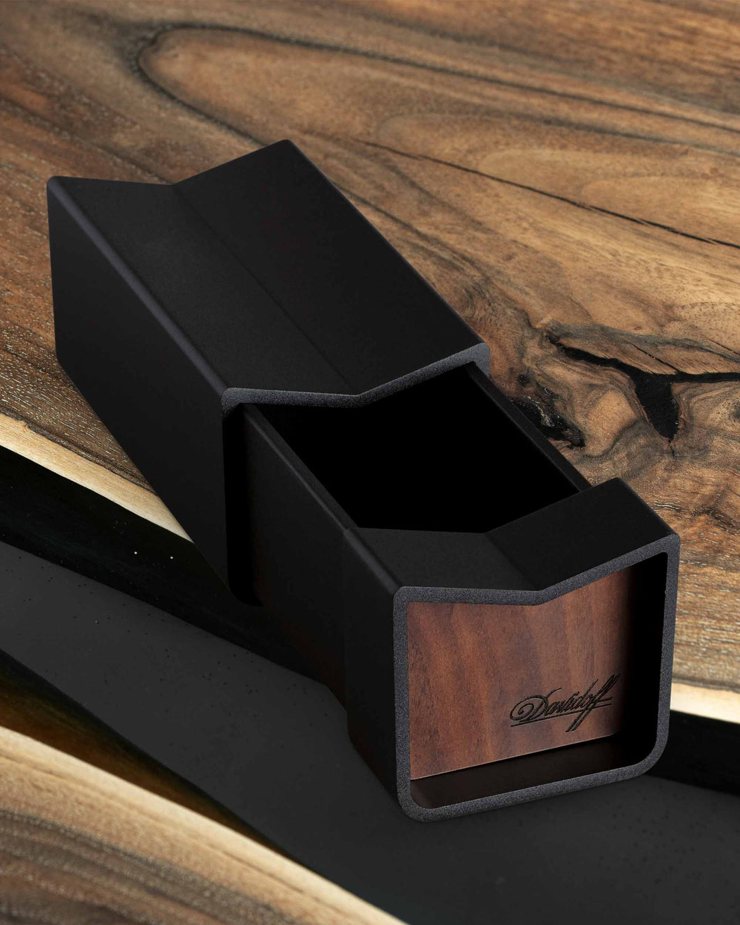 Davidoff Sliding Ashtray - Black and Wood