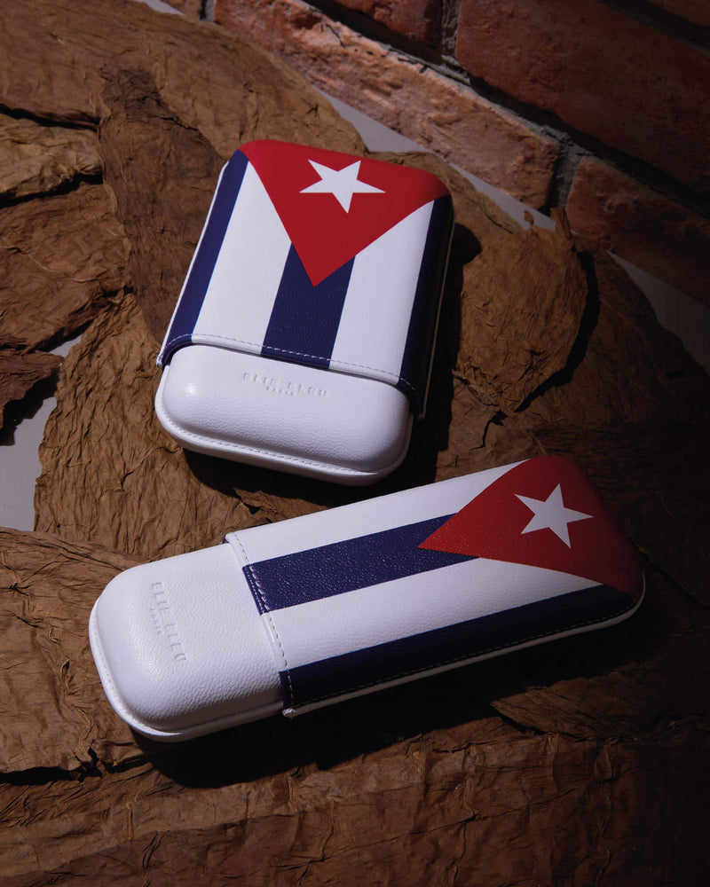 Elie Bleu Cuban Flag Leather Cigar Case