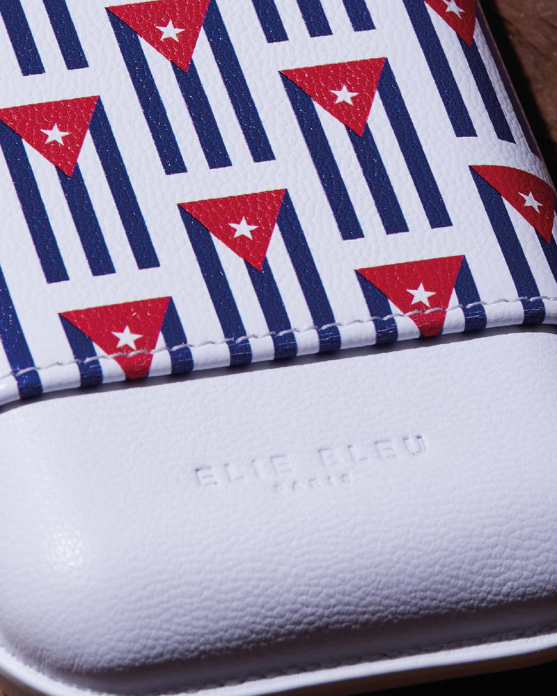 Elie Bleu Small Cuban Flag Leather Cigar Case